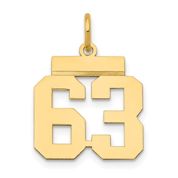 14k Yellow Gold, Athletic Collection, Small Polished Number...